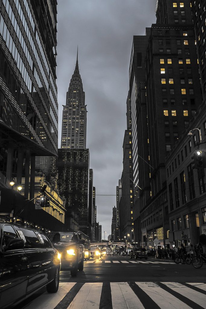 buildings, traffic, street, cars, empire state building, skyscrapers, new york, manhattan, avenue, urban, skyline, architecture, america, city, ny, nyc, cab, night photography, city lights, downtown, new york, new york, new york, new york, new york
